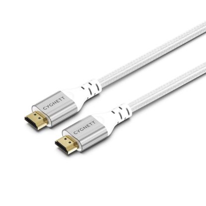 Picture of Cygnett Unite 8K HDMI to HDMI Cable (1.5M) - White(CY4864CYHDC), Braided, Supports 8k (60Hz) & 4k (120Hz), 48Gbps Bandwidth,2 Years Warranty