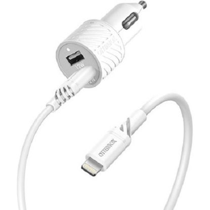 Picture of OtterBox Dual Port (24W) Car Charger with Lightning to USB-A Cable (1M) - White (78-52698), Compact design,Safe & Smart Charging