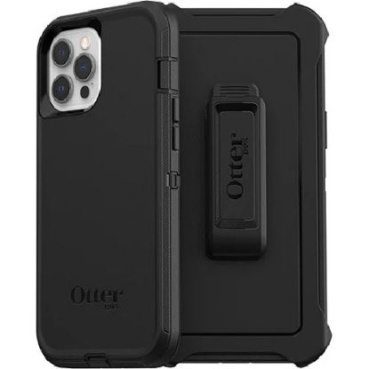 Picture of OtterBox Defender Apple iPhone 12 Pro Max Case Black - (77-65449), DROP+ 4X Military Standard, Multi-Layer, Included Holster, 7 Years Warranty