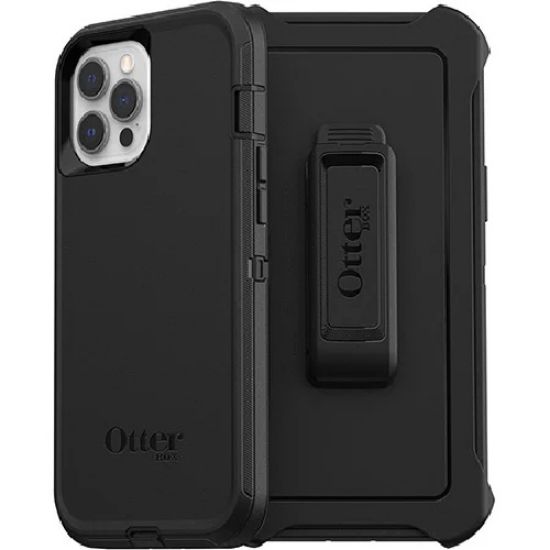 Picture of OtterBox Defender Apple iPhone 12 Pro Max Case Black - (77-65449), DROP+ 4X Military Standard, Multi-Layer, Included Holster, 7 Years Warranty