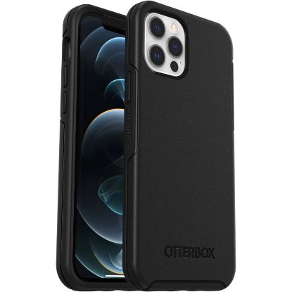 Picture of OtterBox Symmetry Apple iPhone 12 / iPhone 12 Pro Case Black - (77-65414), DROP+ 3X Military Standard, Raised Edges, Ultra-Sleek,7 Years Warranty
