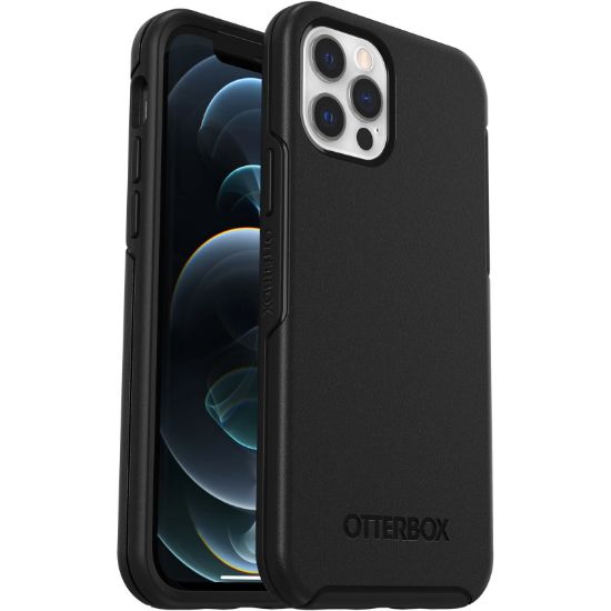 Picture of OtterBox Symmetry Apple iPhone 12 / iPhone 12 Pro Case Black - (77-65414), DROP+ 3X Military Standard, Raised Edges, Ultra-Sleek,7 Years Warranty