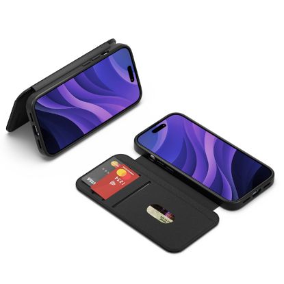 Picture of Cygnett MagWallet Apple iPhone 16 (6.1') Case - Black (CY5020MAGWT), 360° Protection,Multi-Angle,3x Card Slots, MagSafe,4FT DropProof,2 Years Warranty
