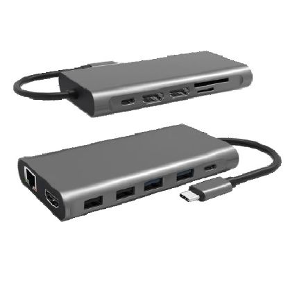 Picture of Cygnett Unite 12-in-1 USB-C Multiport Hub Adapter Dock(CY4549HUB12)4xUSB-A 2xUSB-C(100W PD/3.0)3xHDMI(60Hz/30Hz) 1xMicro SD,2Years Warranty