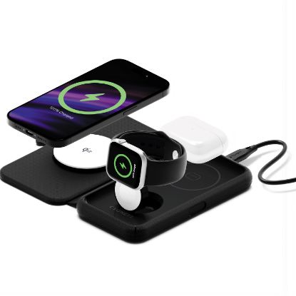 Picture of Cygnett MagTravel Qi2.0 2-in-1 Wireless Charger - Black (CY5138WIRDE), 1.2M USB-C Cable,15W, Compact and lightweight, 2 Years Warranty