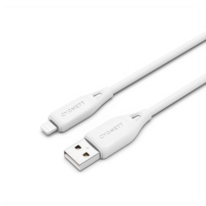 Picture of Cygnett Essentials Lightning to USB-A (2.0) Cable (1M) - White (CY4700PCCAL), 2.4A/12W, 480Mbps, Turbo Charge, Apple iPhone, 2 Years Warranty