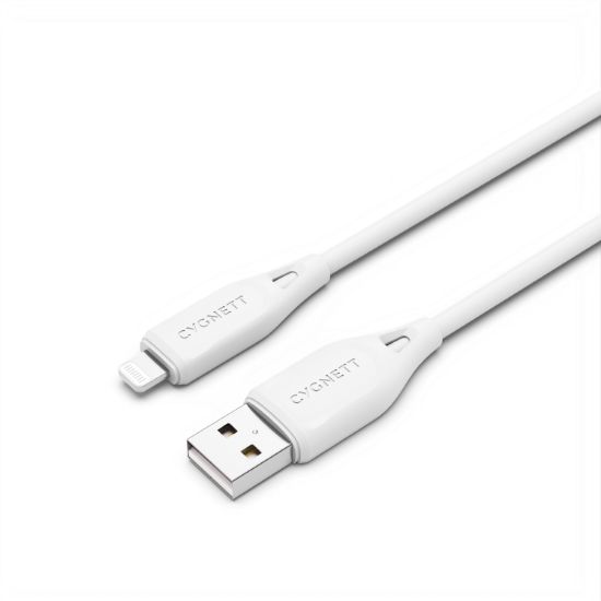 Picture of Cygnett Essentials Lightning to USB-A (2.0) Cable (1M) - White (CY4700PCCAL), 2.4A/12W, 480Mbps, Turbo Charge, Apple iPhone, 2 Years Warranty