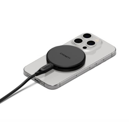 Picture of Cygnett ChargePuck Qi2 15W Fast Wireless Charger -Black(CY5061CCRGP), Compact & Lightweight,1.2M USB-C Cable,Perfect for Travel,2 Years Warranty