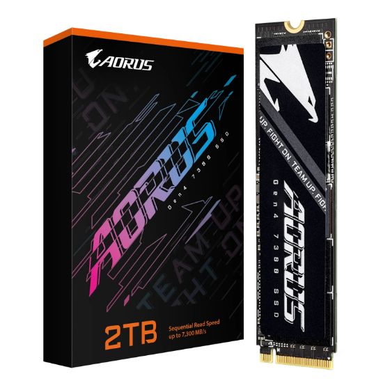 Picture of Gigabyte AORUS Gen4 7300 SSD 2TB PCIe4x4 NVMe1.4 M.2 2280 3D TLC DDR4 2GB 7300/6850MB/s 80×22×3.5mm MTBF1.6M 8.1W/7.4W 5yr/1400TBW