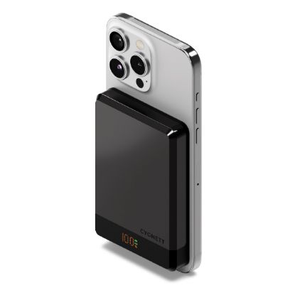Picture of Cygnett MagSlim 10k Magnetic Wireless Power Bank -Black(CY5278PBCHE),20W USB-C,10W Wireless,MagSafe & Qi,Digital Display,Travel-Ready,2 Years Warranty