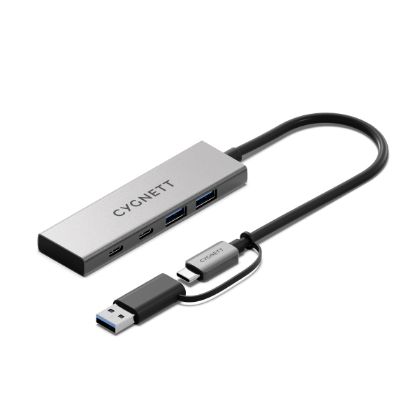 Picture of Cygnett Unite 4-in-1 USB-C to USB-C & USB-A Hub- White (CY5389CYHUB),2x USB-C, 2x USB-A, 10Gbps Transfer, USB-C to USB-A Adapter, 2 Years Warranty