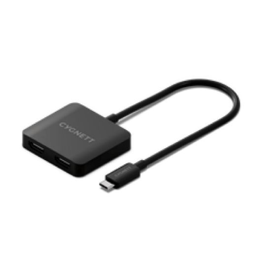 Picture of Cygnett Unite 2-in-1 USB-C to Dual HDMI Hub -Black(CY5391CYHUB),2x4KHDMI(60Hz),Supports MST Mode, ABS Outer Shell,Integrated 15cm cable,2Year Warranty
