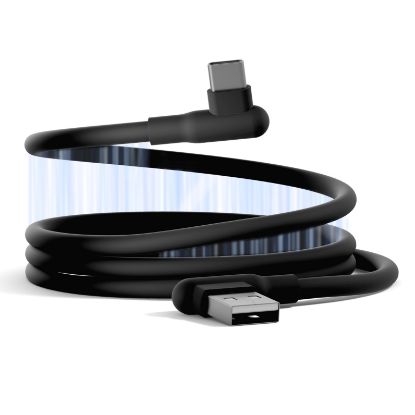 Picture of Cygnett DriveSync Right Angled Magnetic Silicone USB-C to USB-A Cable (0.7M) - (CY5665CCACB), 3A/60W, 480Mbps, Drive & Sync, 2 Years Warranty