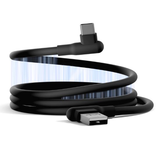 Picture of Cygnett DriveSync Right Angled Magnetic Silicone USB-C to USB-A Cable (0.7M) - (CY5665CCACB), 3A/60W, 480Mbps, Drive & Sync, 2 Years Warranty