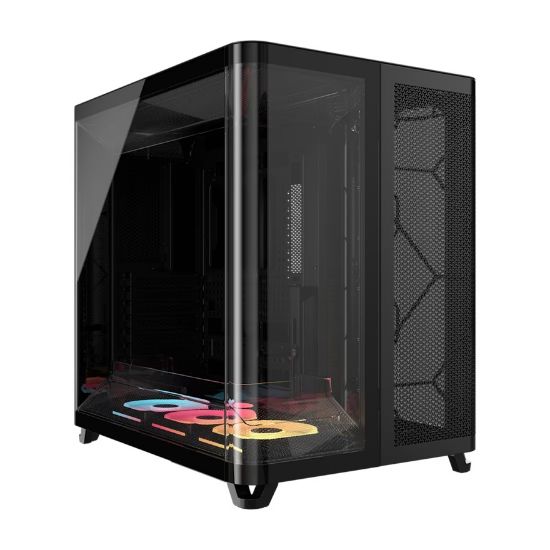 Picture of Corsair AIR 5400 LX-R RGB iCUE LINK Triple Chamber Mid-Tower PC Case - Black; ATX/E-ATX; 467x470x340mm; TG; 360GPU; 180CPU; 360RAD; USB-C