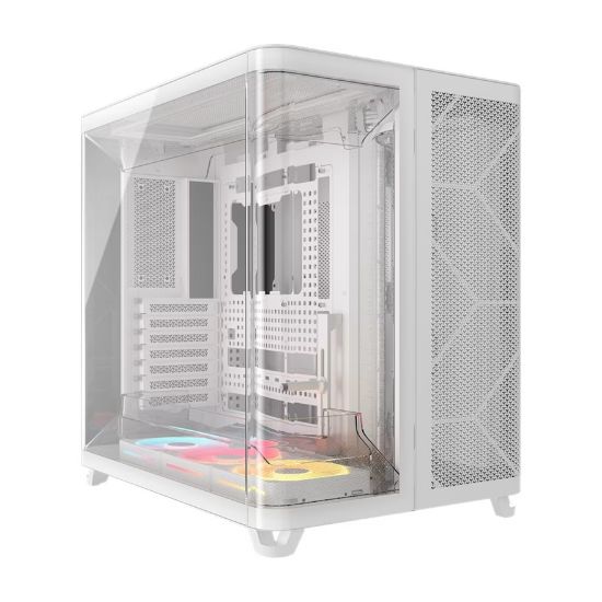 Picture of Corsair AIR 5400 LX-R RGB iCUE LINK Triple Chamber Mid-Tower PC Case - White; ATX/E-ATX; 467x470x340mm; TG; 360GPU; 180CPU; 360RAD; USB-C