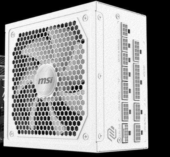 Picture of MSI MAG A1000GL PCIE5 ATX Power Supply Unit, 80 PLUS Gold, Fully modular flat cables, 0 RPM Mode, Active PFC design White