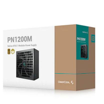Picture of DeepCool PN1200M Gamer Storm 80+ Gold Black Fully Modular Power Supply, 135mm FDB Fan, Japanese Bulk Capacitor, ATX3.1, 12V-2x6 PCIe 5.1 Cable
