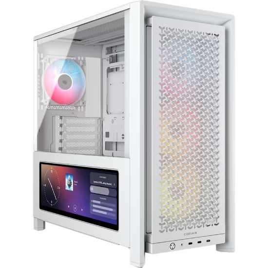 Picture of Corsair FRAME 4000D LCD RS ARGB Premium Mid-Tower PC Case- White, ATX/mATX/ITX/E-ATX, 486x490x239mm, 430mm GPU, 360mm rad, tempered glass