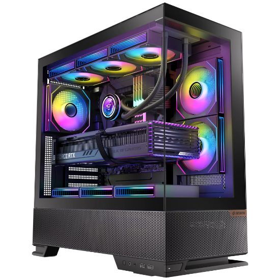Picture of OKINOS Aqua 6 infinity Mid Tower ATX case, tempered glass, USB-C 10Gbps, 435mm GPU, 175mm CPU, 360mm radiator, ATX/mATX/ITX support, steel build RGB