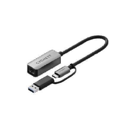 Picture of Cygnett Unite USC-C to 2.5Gbps Ethernet Adapter-White(CY5410CYHUB),2.5GBPs Transfer Speed, Integrated 15cm cable,USB-C to USB-A Adapter,2Year Warranty