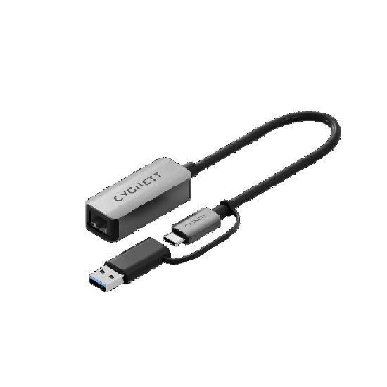 Picture of Cygnett Unite USC-C to 2.5Gbps Ethernet Adapter-White(CY5410CYHUB),2.5GBPs Transfer Speed, Integrated 15cm cable,USB-C to USB-A Adapter,2Year Warranty