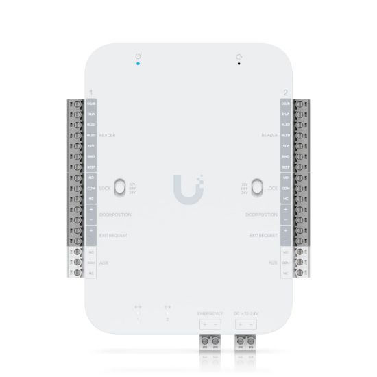 Picture of Ubiquiti Retrofit Hub, DC-powered Hub Supports Wiegand And OSDP Readers, Provides Entry And Exit Control For Up To Two Doors.