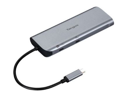 Picture of Targus Dual Video Mobile Dock with 140W EPR Pass-Thru USB-C 3.2 Ethernet 2xHDMI 2x USB-A 2xUSB-C Silver USB-C with 140W PD 3Y WTY