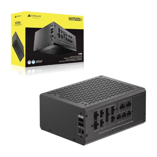 Picture of Corsair HX1500i SHIFT Fully Modular Platinum ATX Power Supply, ATX 3.1, 8x PATA, 2x EPS,12x SATA, 6x PCIe, DSP, fully modular, 140mm FDB fan, 10yr WTY