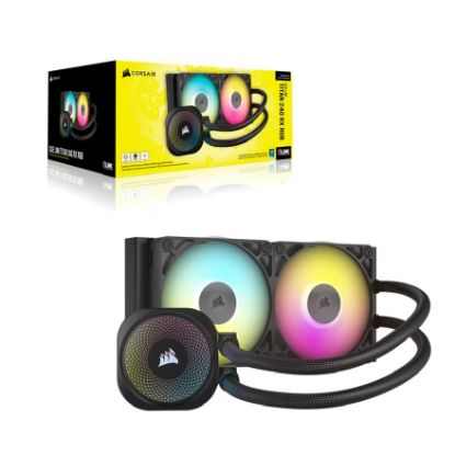 Picture of Corsair iCUE LINK TITAN 240 RX RGB AIO Liquid CPU Cooler - Black,  73.5 CFM, 2100 RPM, Aluminum Radiator, Copper Cold Plate, Intel/AMD support