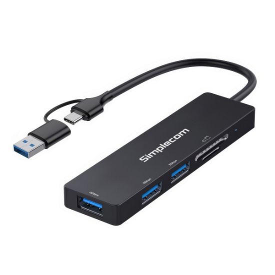 Picture of Simplecom CH365C SuperSpeed 3-Port USB Hub with SD MicroSD Card Reader USB-A and USB-C Dual Connector