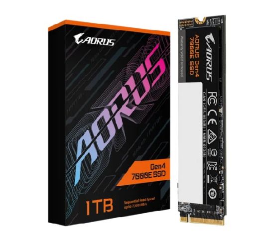 Picture of Gigabyte AORUS Gen4 7000E SSD 1000GB PCI-Express 4.0x4, NVMe 1.4, Sequential Read ~7100 MB/s, Sequential Write ~6100 MB/s