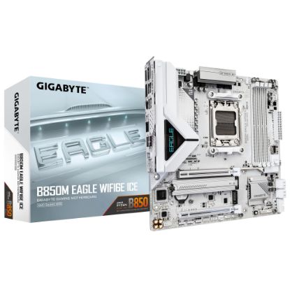 Picture of Gigabyte B850M EAGLE WF6E ICE, AMD AM5, 4 x DDR5 up to 256 GB,  1 x HDMI, 1 x PCI Express x16, 2 x M.2, 4 x SATA, 1x USB 3.2