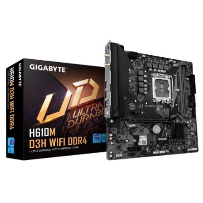 Picture of Gigabyte H610M D3H WIFI DDR4 Intel LGA 1700 , 2x DDR4 ~64GB, 1 x HDMI, 1x PCI x16, 1x PCI=E x1,1x M.2, 4x SATA, 4x USB3.2, 2x USB 2