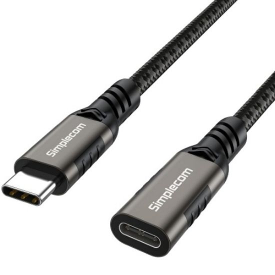 Picture of Simplecom CAU610 USB-C Male to Female Extension Cable USB 3.2 Gen2 PD 100W 20Gbps 1M