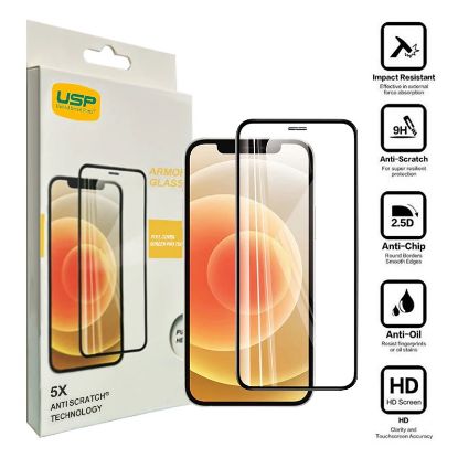 Picture of USP Apple iPhone 16e/ iPhone 14 / iPhone 13 / iPhone 13 Pro Armor Glass Full Cover Screen Protector -  Scratch-Resistance, 3 Years Warranty