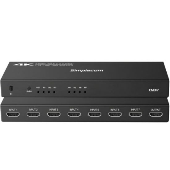 Picture of Simplecom CM317 7-Port HDMI 2.0 Switch with Remote 7 IN 1 OUT Splitter HDCP 2.2 4K@60Hz