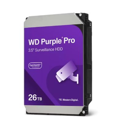 Picture of Western Digital WD Purple Pro 26TB 3.5' Surveillance HDD 7200RPM 512MB SATA 287MB/s 7200 RPM 512MB 5yrs warranty