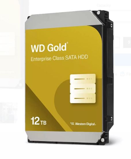 Picture of Western Digital Gold 12TB 3.5' Enterprise Class SATA 6 Gb/s HDD 7200 RPM Cache Size  256MB 5-Year Limited Warranty