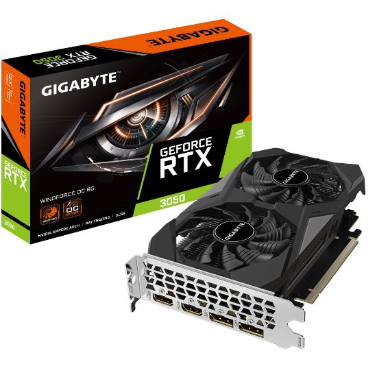 Picture of Gigabyte nVidia GeForce RTX™ 3050 WINDFORCE OC V2 6G, 1477 MHz, CUDA 2304, 14000 MHz, GDDR6, 96 bit, PCI-E 4.0, PSU 300W, DP1.4a*2 HDMI 2.1*2