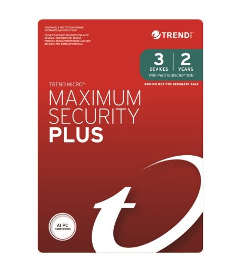 Picture of Trend Micro Maximum Security Plus (3 Devices) 2 Year Add-on Auto Renew OEM (Plus = Secure VPN / Cleaner Pro)