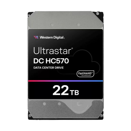 Picture of Western Digital Ultrastar DC HC570 22TB: 3.5',SAS, 7200 RPM, 291MB/s, CMR, 512MB cache, TCG, 147×101.6×26.1mm, 750g, 5–60°C, 5Y Warranty