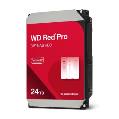 Picture of Western Digital 24TB 3.5' SATA HDD, 7200RPM, CMR, up to 287MB/s, 512MB cache, RAID-optimized for NAS, 550TB/yr workload, 5-year warranty