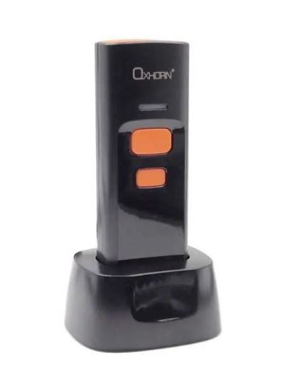 Picture of Oxhorn Mini Wireless 2.4G Bluetooth 5.0 2D Barcode Scanner Commercial Grade USB Plug&Play 5V 1A 12hr working Duration rechargeable battery Black