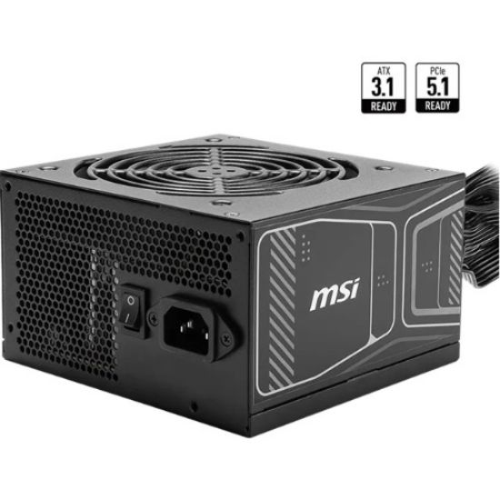 Picture of MSI MAG A750GN PCIE5 Bulk – 750W, ATX, 80+ Gold, non modular, PCIe 5.1 16-pin, 2x PCIe 6+2, 4x SATA, 120mm sleeve fan, OCP/OVP/OPP/OTP/SCP, 100–240V