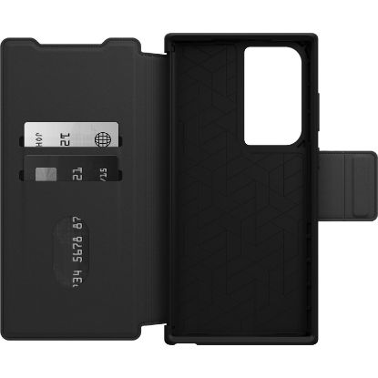 Picture of OtterBox Strada Samsung Galaxy S23 Ultra 5G (6.8') Case Black - (77-91185), DROP+ 3X Military Standard, Leather Folio Cover, 7 Years Warranty