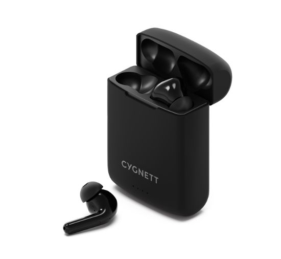 Picture of Cygnett FreePlay Solar Charging True Wireless Earbuds -Black(CY4969SOEAR) -Bluetooth 5.3 TWS,5 hours,Touch Control,Solar charging