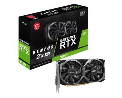 Picture of MSI nVidia Geforce RTX 3050 VENTUS 2X XS 8G OC Video Card, 1807 MHz Boost Clock, GDDR6, PCI-E 4.0, 3x DisplayPort 1.4a, 1x HDMI 2.1(NEW)