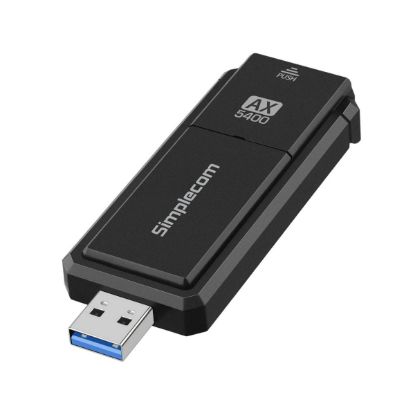 Picture of Simplecom NW812v2 AX5400 Tri-Band WiFi 6E USB Adapter, USB 3.2, AX5400, 2.4/5/6GHz, up to 2402Mbps, MU-MIMO, OFDMA, WPA3, foldable antenna