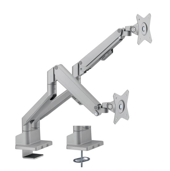 Picture of Brateck Dual Monitor Thin Gas Spring Monitor Arm Fit Most 17'-32' Monitors, Up to 9kg per screen VESA 75x75/100x100 Matte Silver (LS)